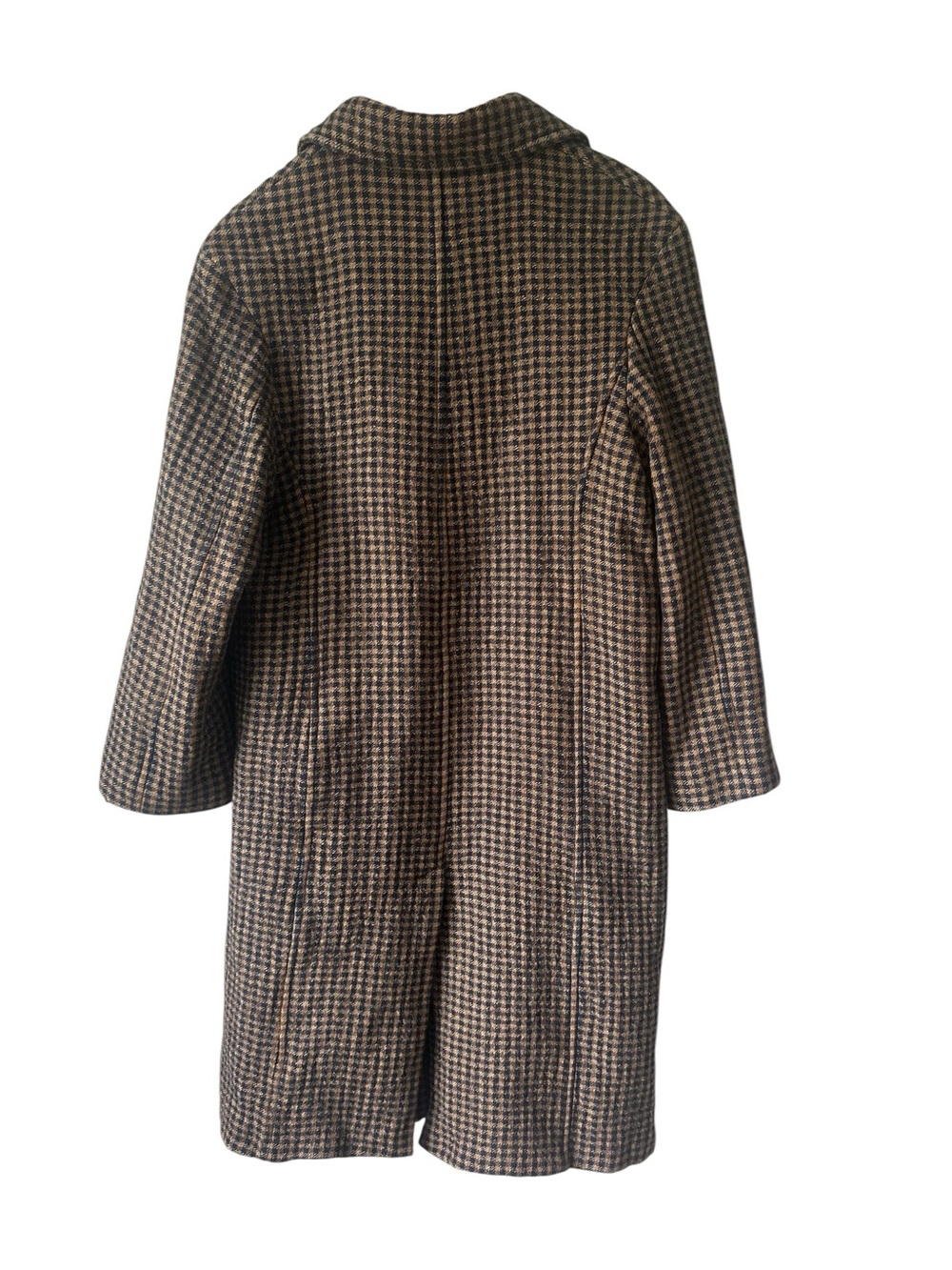 Zara Houndstooth Long Button Up Coat - Brown XS - Picture 5 of 10